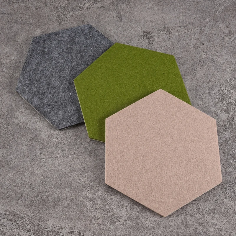 Hexagon Pad Cork Board/Pin Board, 9-Pack Colorful Wall Tiles Memo Felt Board For Wall Stickers Home Decors