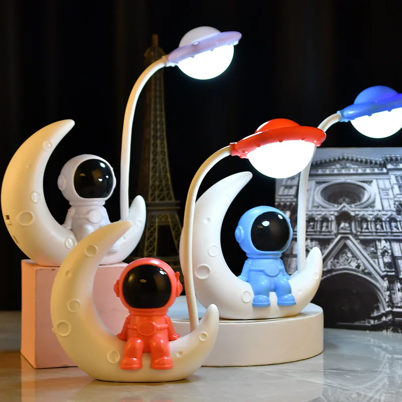 

Astronaut Moon Night Light, LED Bedside Lamp for Kids Room, Study Desk Decor with Cosmic Ambiance Gift