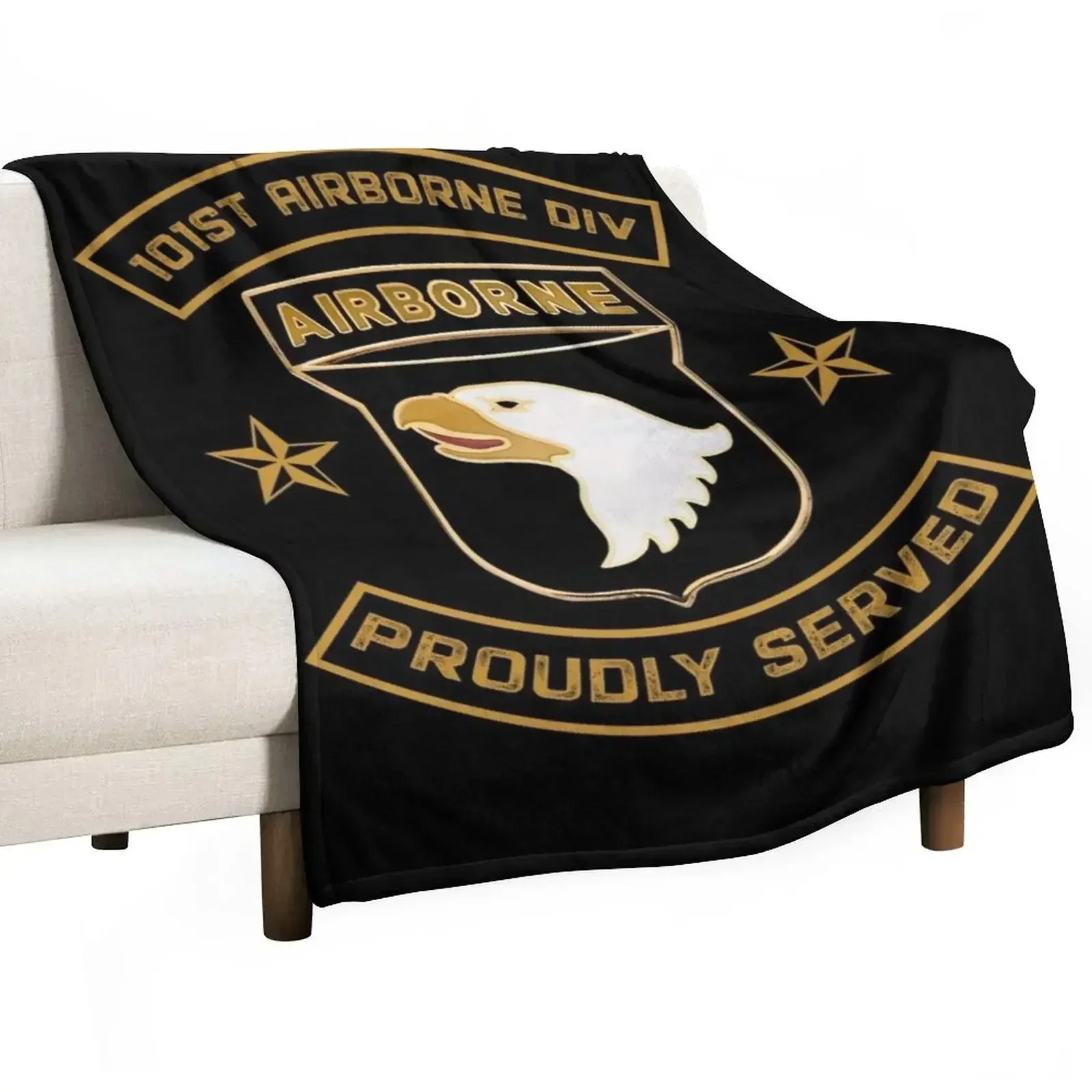 Paratrooper 101st Airborne Divition Proudly Served Throw Blanket Soft Plush Plaid Thermal Blankets