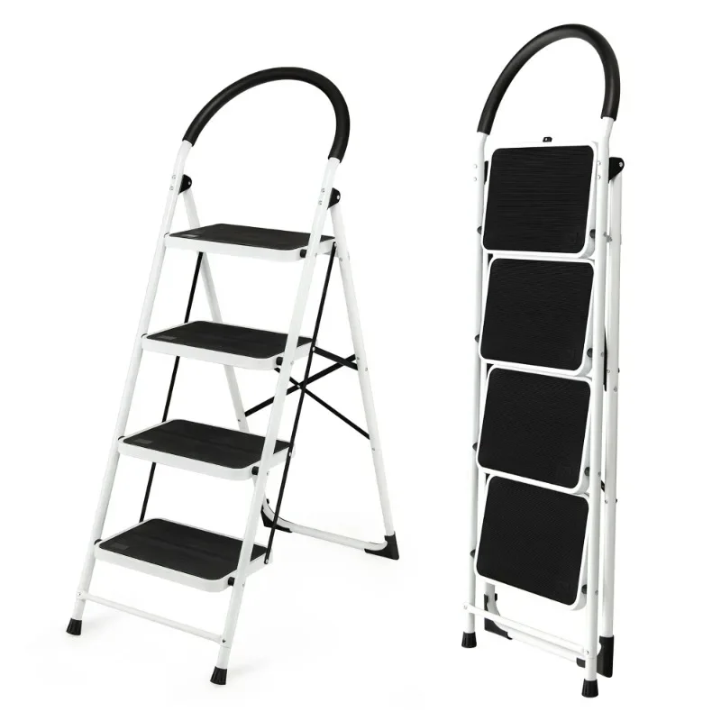 

4 Step Ladder Folding Stool Heavy Duty 330Lbs Capacity Industrial Lightweight