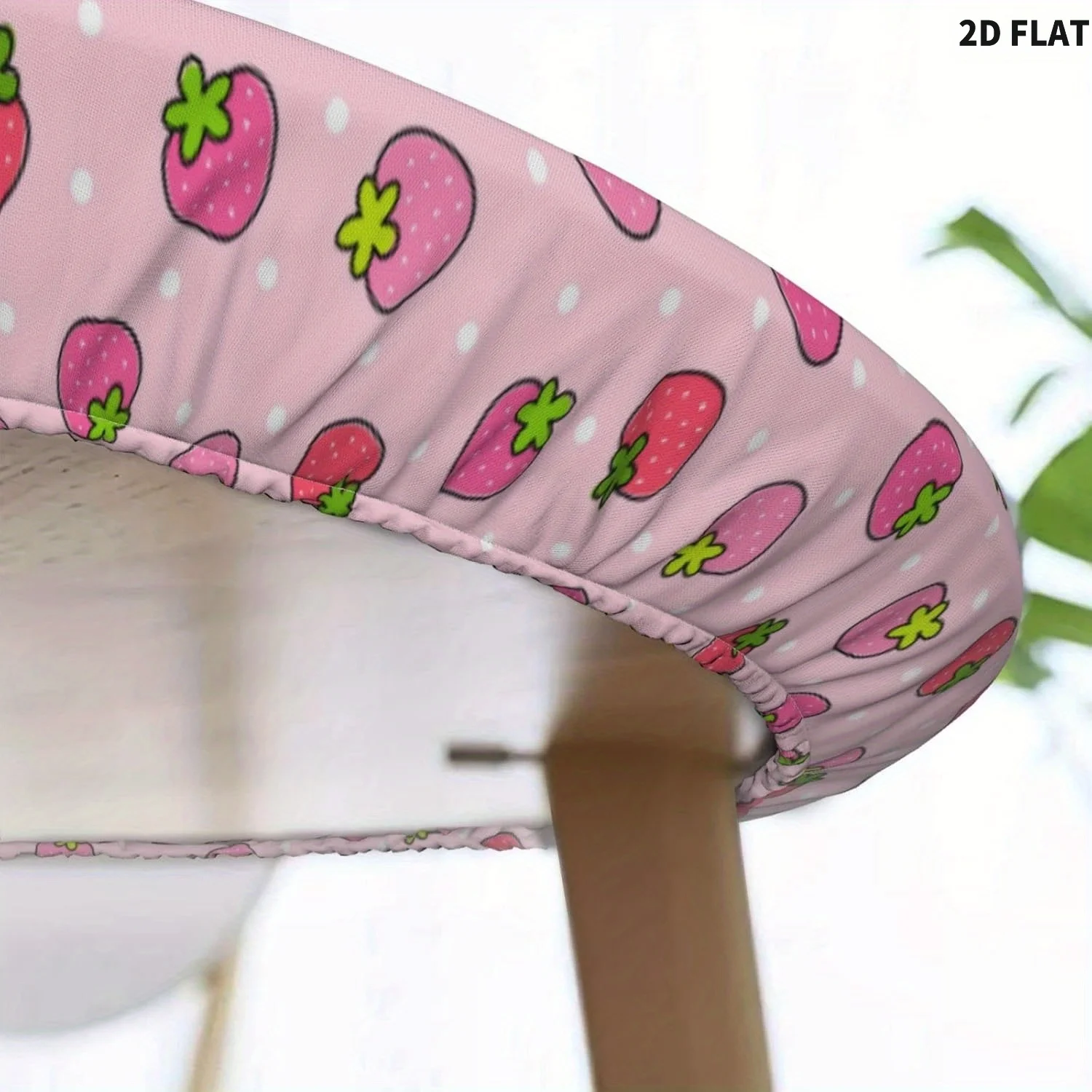 1pc Polyester Pink Strawberry Round Tablecloth, Round Fitted Tablecloth with Elastic Edge, For Pink-themed Party Dinning Decor
