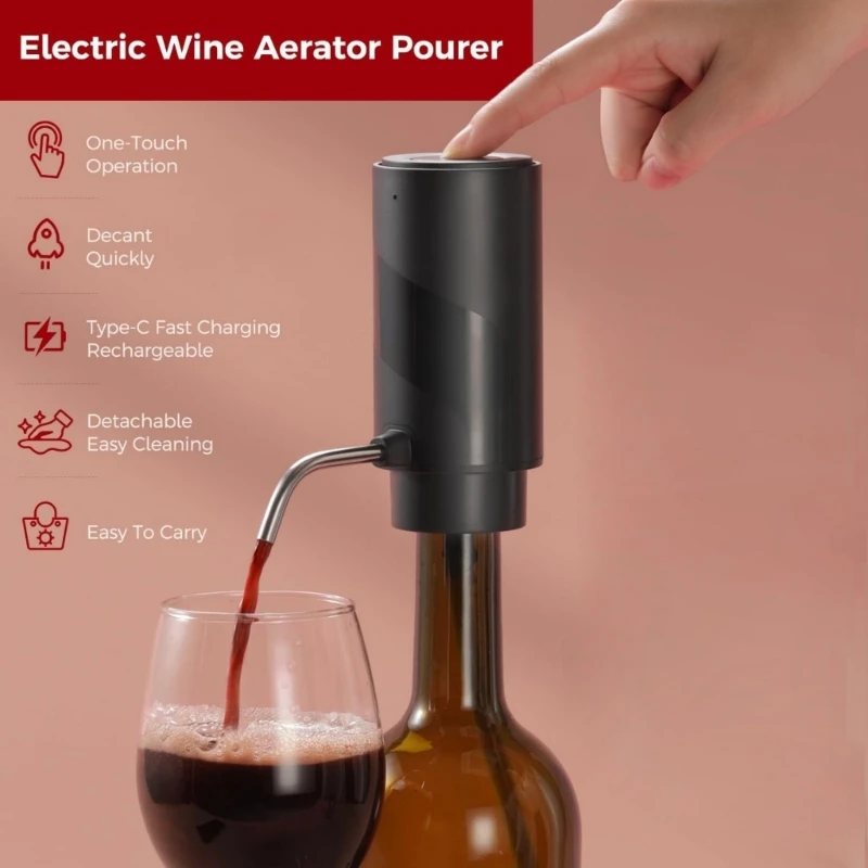 充電式電気ワインオープナーセット,自動エアレーター,ABSテクスチャー,さまざまな用途に適しています,n58d