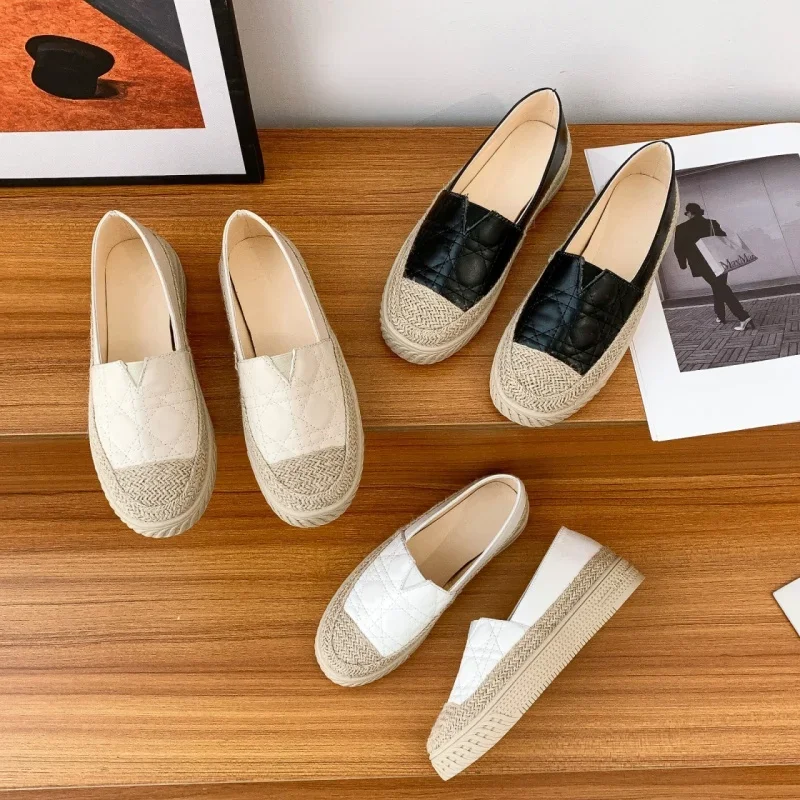 Scarpe da donna espadrillas mocassini per calzature femminili bianche punta tonda in cotone moda e prezzo basso Zapatillas Mujer