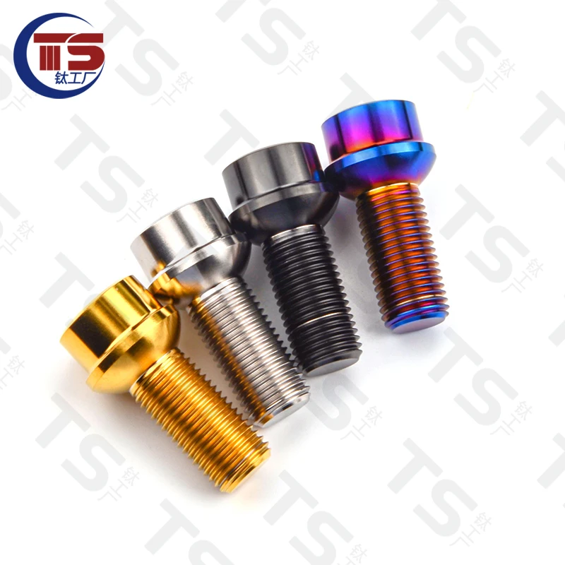 TS 1 lot=20pcs Titanium Alloy Automotive Wheel Titanium Alloy Modified Screws M12X28X1.5/1.25mm/M14X28X1.25/1.5mm Hub Screws
