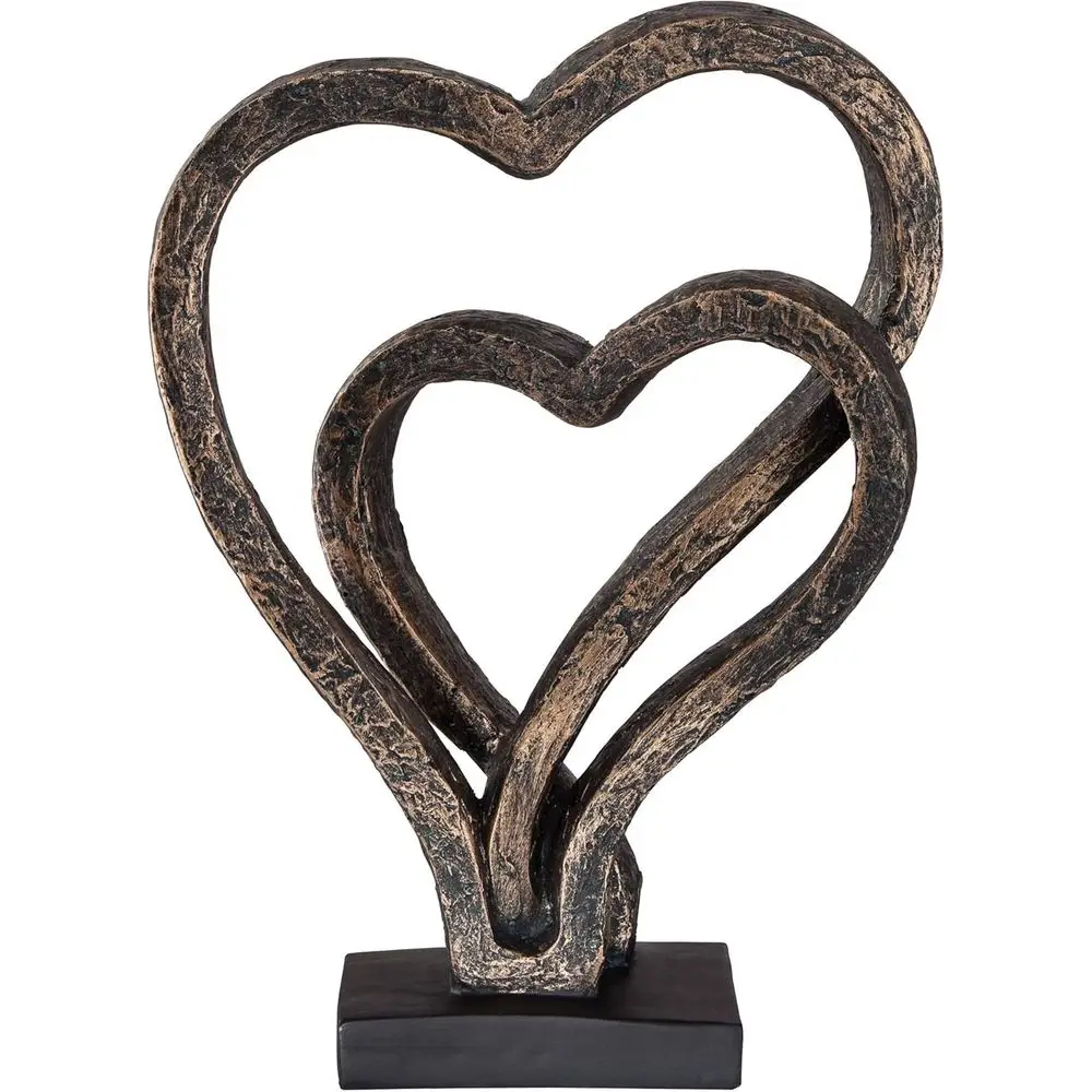 Interlocking Hearts 11 3/4 High Bronze Finish Sculpture