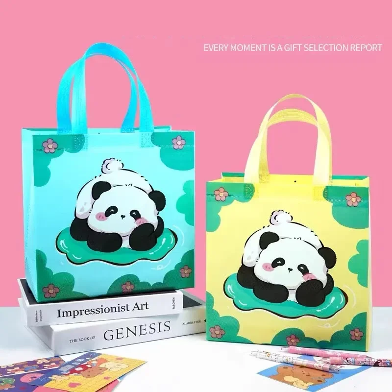 10pcs Panda Gift Nonwoven Bags Panda  Theme Birthday Party Candy Cookie Food Packaging Boxes for Kid Party Decor Baby Shower