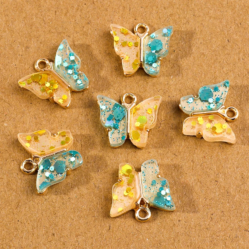 10 Stück 14*12mm Pailletten Schmetterling Charms Anhänger DIY Halskette Ohrringe Armband Schmuckherstellung Zubehör Zubehör – Detail 6