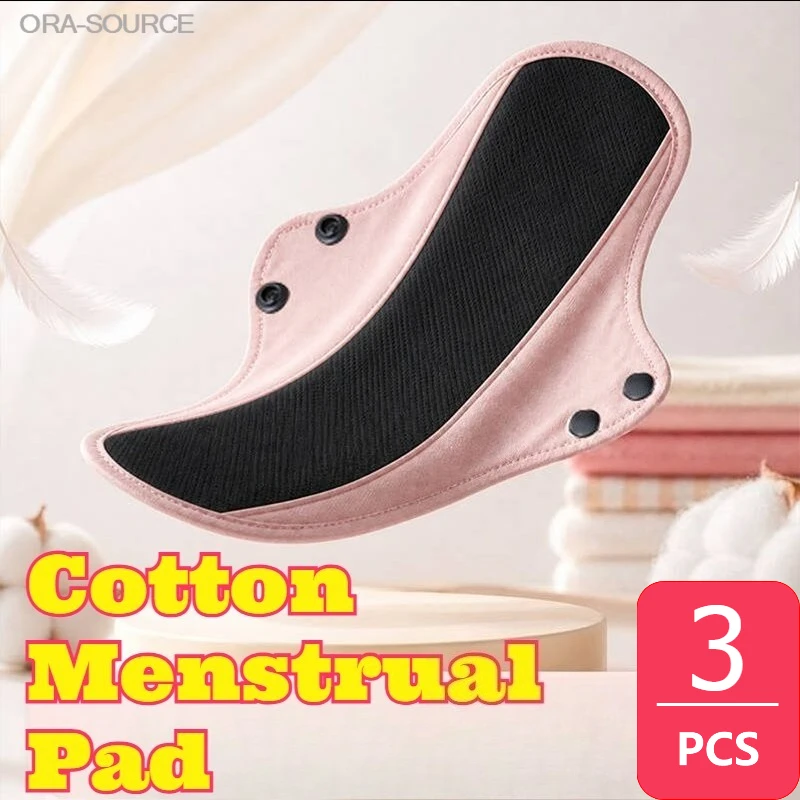 3pcs Pure Cotton Birdseye Breathable Washable Menstrual Pad Lightweight Season Reusable Feminine Care Leak Proof Underpad Soft
