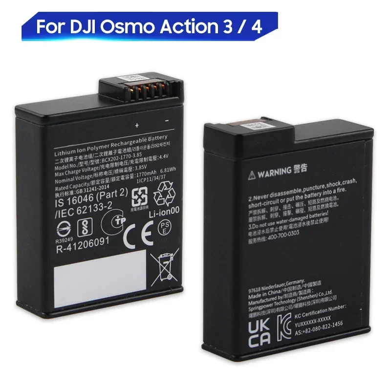 New Replacement Battery For DJI Osmo Action 3 4 6 Action3 Action4 Action 5 Pro Osmo 360 1770mAh High-Quality