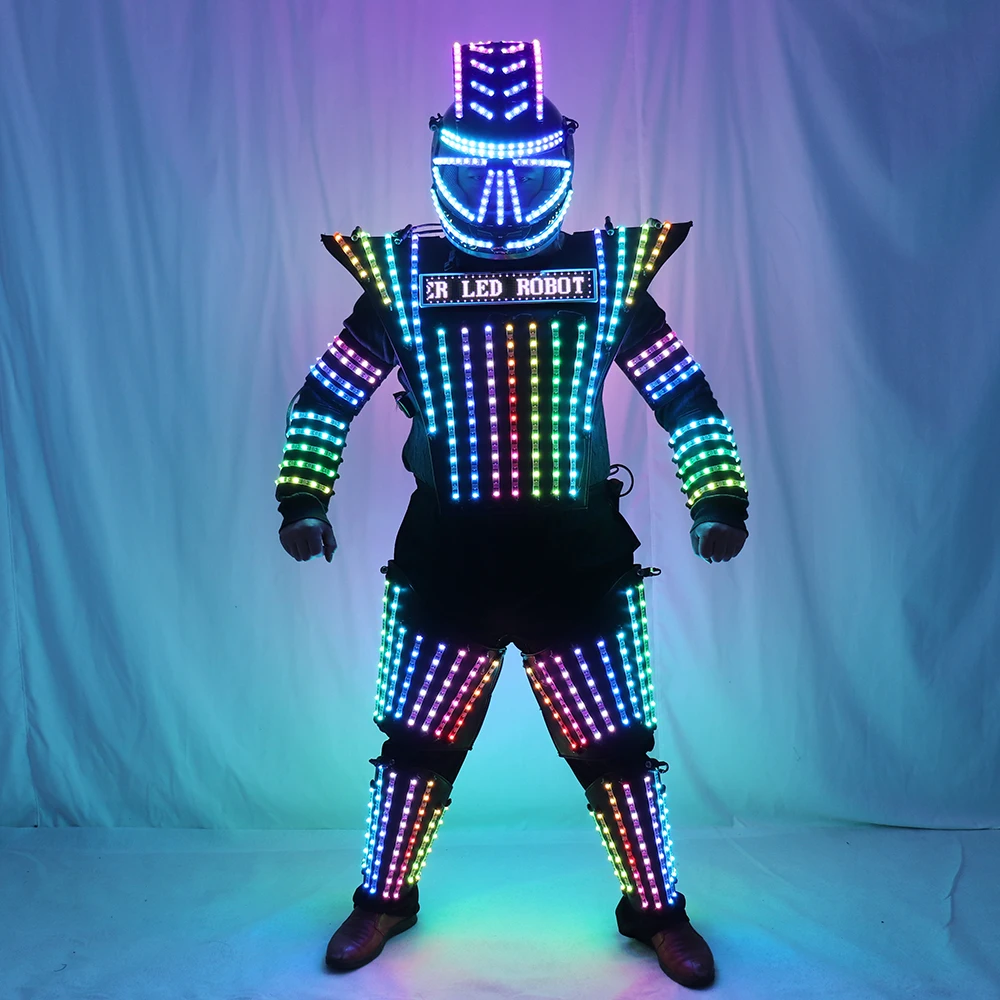 

Full Color LED Robot Suit Laser Predator Costume Chest Screen Stage Dancer Iron Soldier Wearing Cosplay Suit for Nightclub