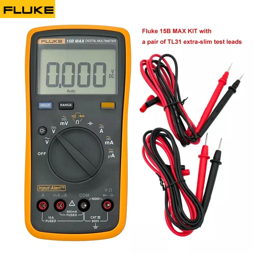 Fluke 15B/17B MAX Digital Multimeter Audible/Visual Alarm CATIII 600V AC/DC