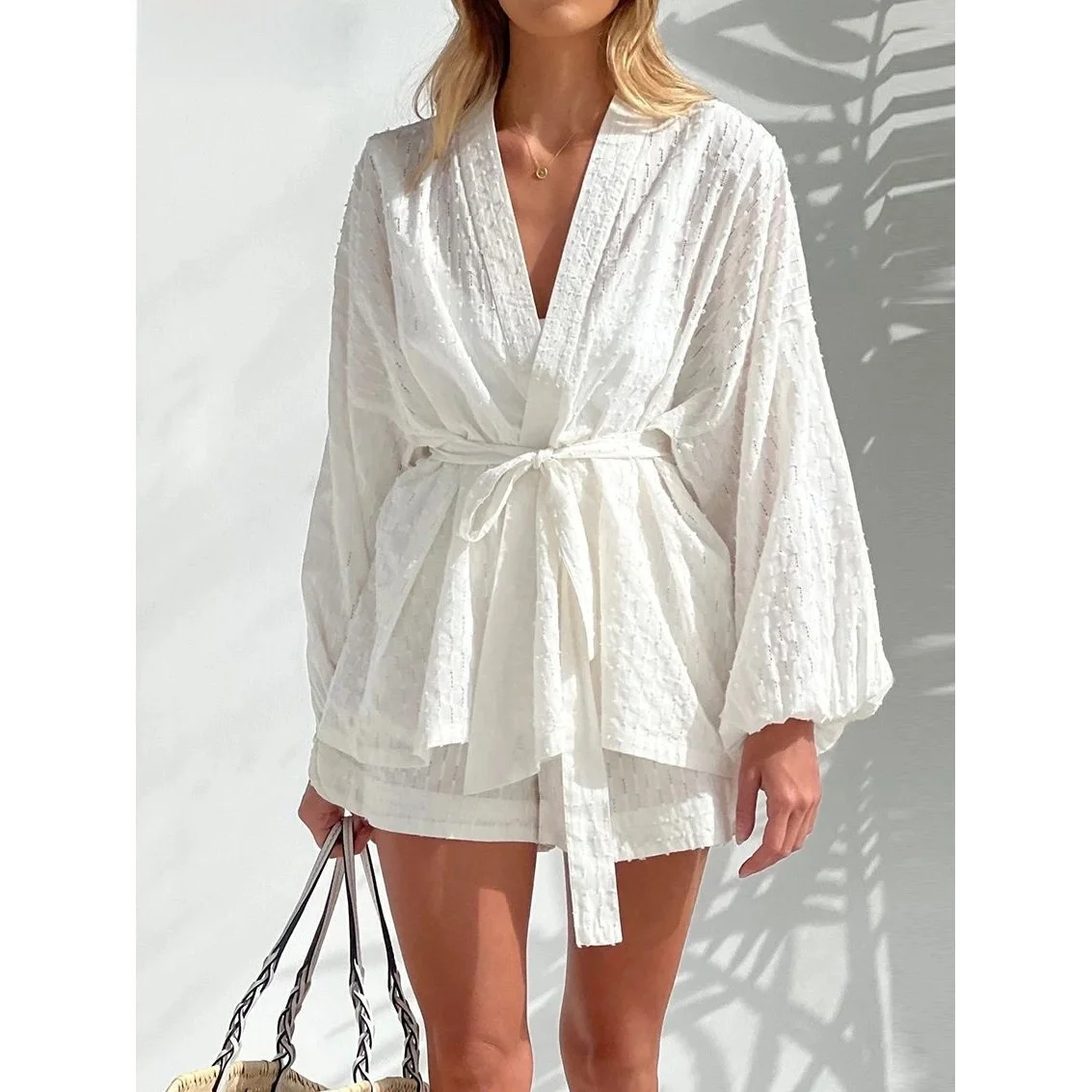 

Clacive Fashion Long Sleeve Robe Top Two Piece Set Women's Spring 2025 Ladies Premium Outfit Stylish Ensemble