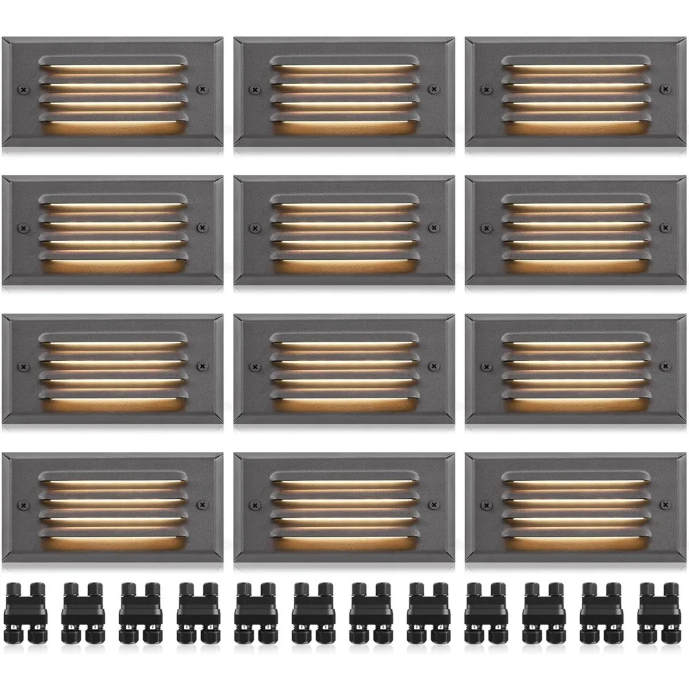 NEW-12 حزمة أضواء الخطوة الجهد المنخفض في الهواء الطلق 5 واط LED أضواء الدرج مع كوة أفقية غطاء مصابيح للأرضيات لخطوات الدرج