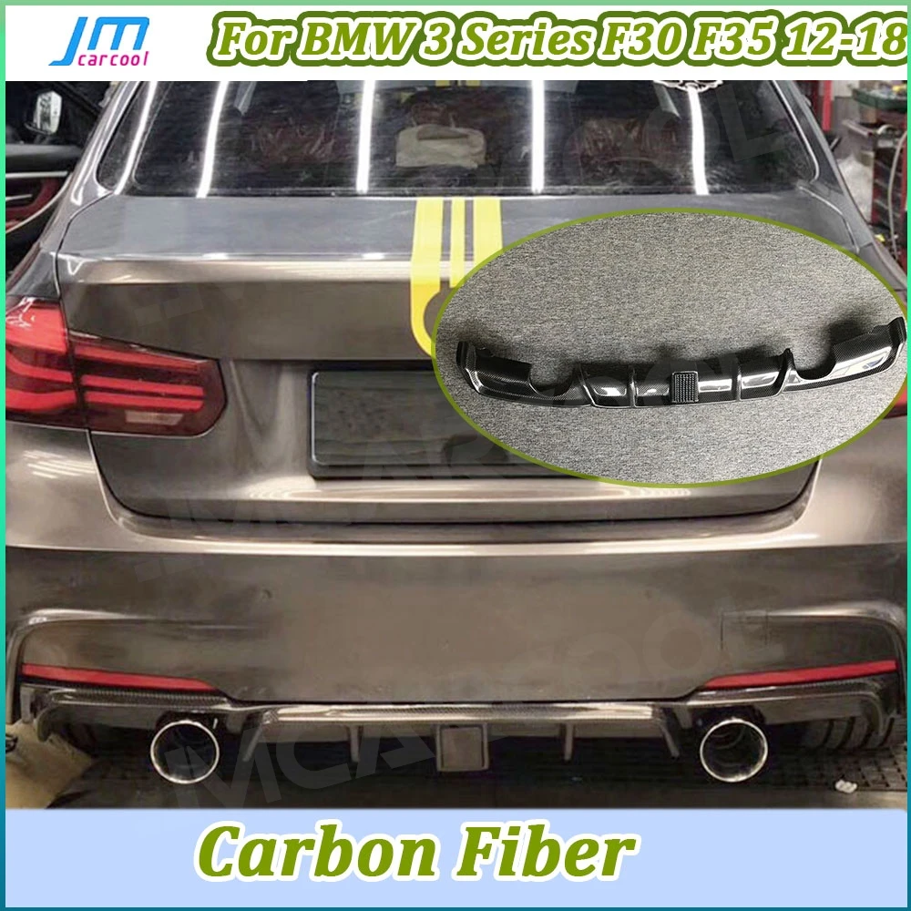 ألياف الكربون شفة ممتصة للصدمات الخلفية الناشر مع مصباح ليد لسيارات BMW 3 Series F30 F35 M Sport 2012-2018 FRP الوفير سبويلر تصفيف السيارة #1