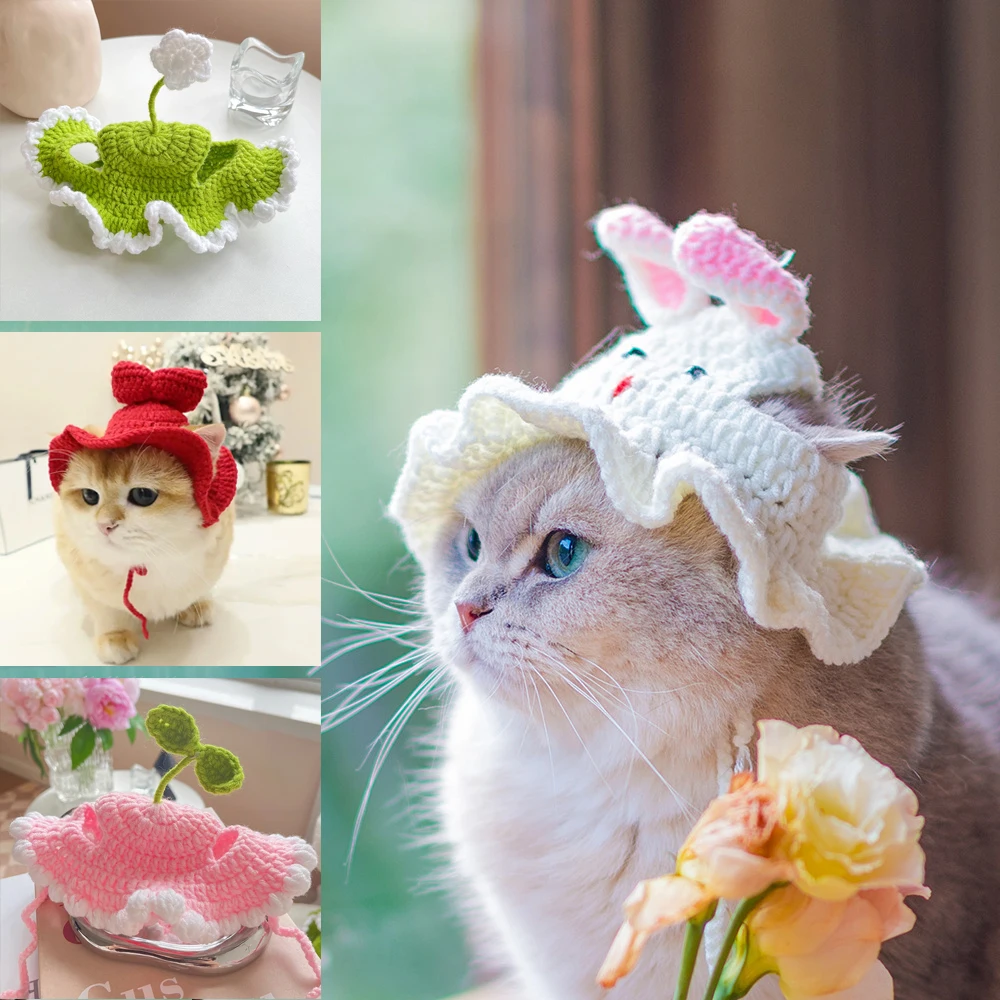 Cat Hat Elastic Cute Knitted Hat Warm Funny Head Cover Party Photo Shoot Props Kitten Cosplay Costume Cat Accessories