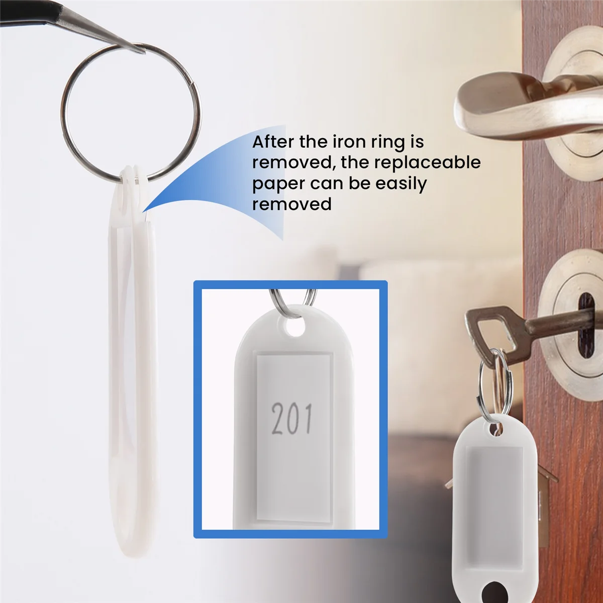 white portable plastic key fob key tag ID labels 20 pieces