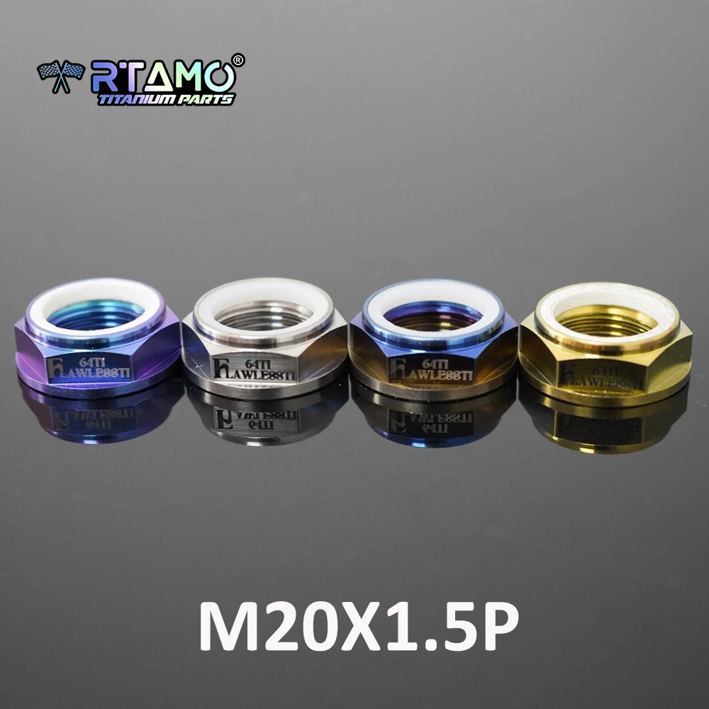 

RTAMO M20X1.5P гайка из титанового сплава, фланец, нейлоновая вставка, самоблокирующиеся стопорные гайки для мотоцикла Aprilia RS660, задняя гайка