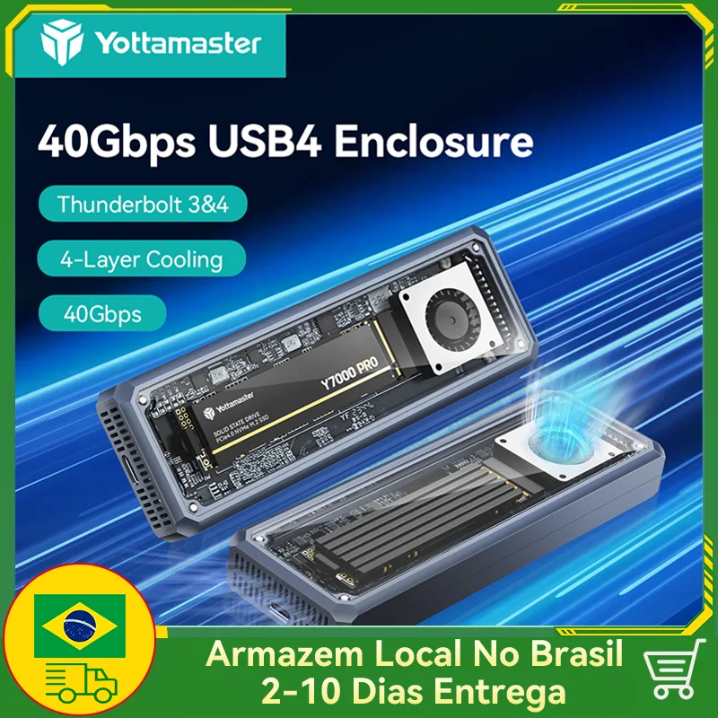 حافظة Yottamaster USB4 M.2 NVMe SSD 8 تيرابايت من النوع C 40 جيجابت في الثانية حاوية القرص الصلب المتوافقة مع Thunderbolt 3/4 أداة NVMe PCIE مجانية