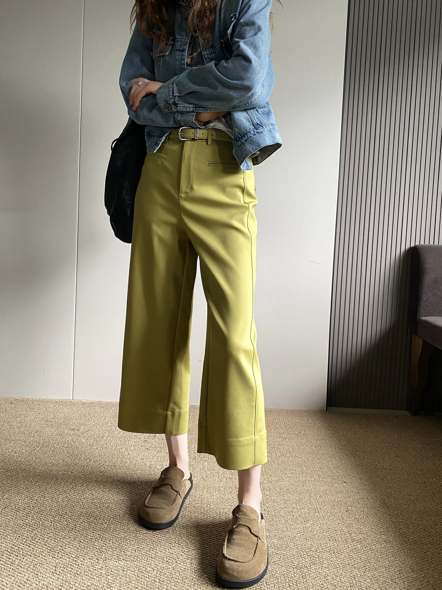

High Waist Wide Leg Pants Women's Loose Casual Straight Leg Trousers Spring 2026 Fashion Slimming Nine Points Casual Pants