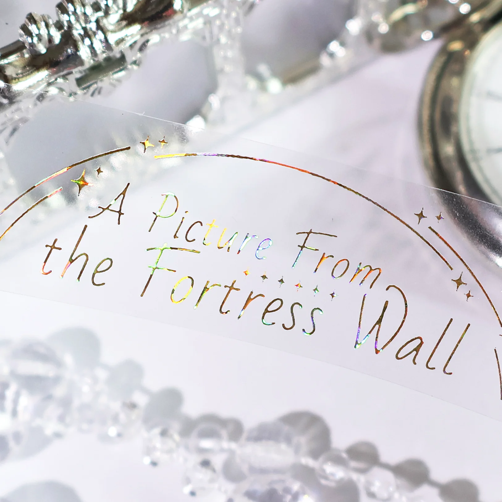 

Silver Fairy Tales Collection, Text Tape Washi Shiny PET Journal DIY Scrapbook