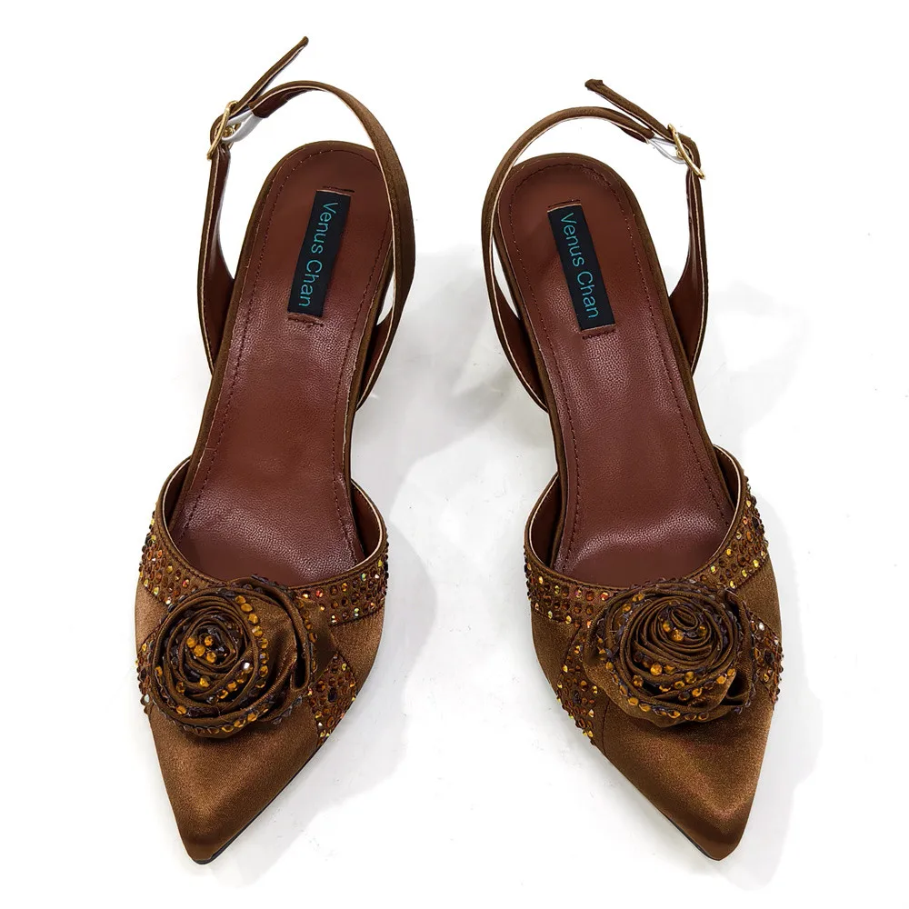 ترتر ممتاز أحدث طراز INS لون بني أنيق بكعب عالٍ نيجيريا تصميم شعبي مجموعة أحذية وحقائب للسيدات الأفريقيات