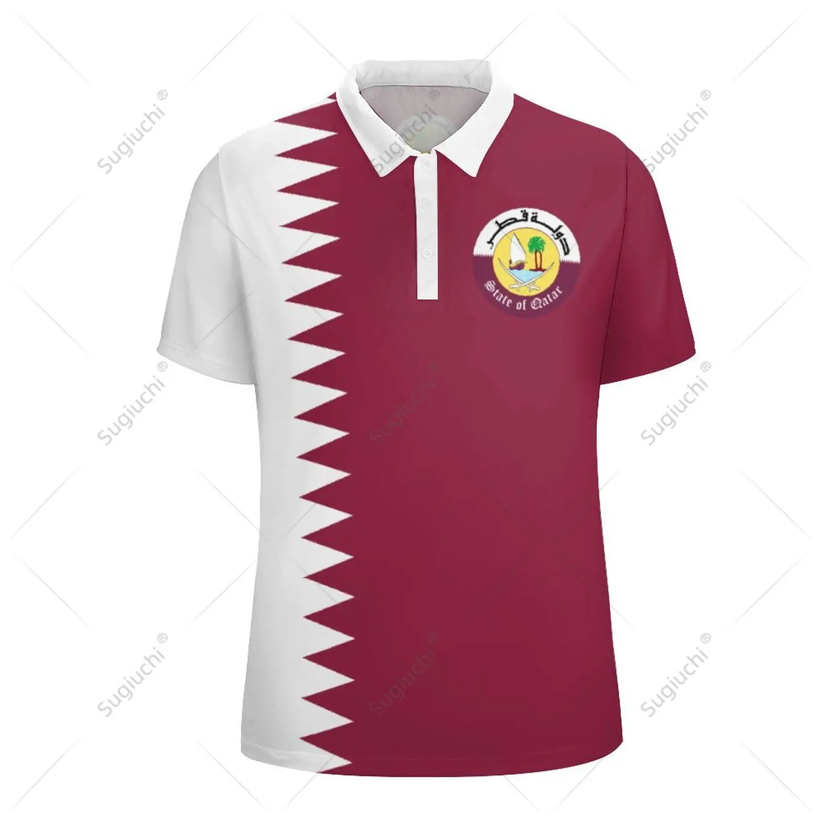 Unisex Polo Shirt Qatar Flag 3D Print Man Polo Fashion Clothing Tracksuits Short Sleeves