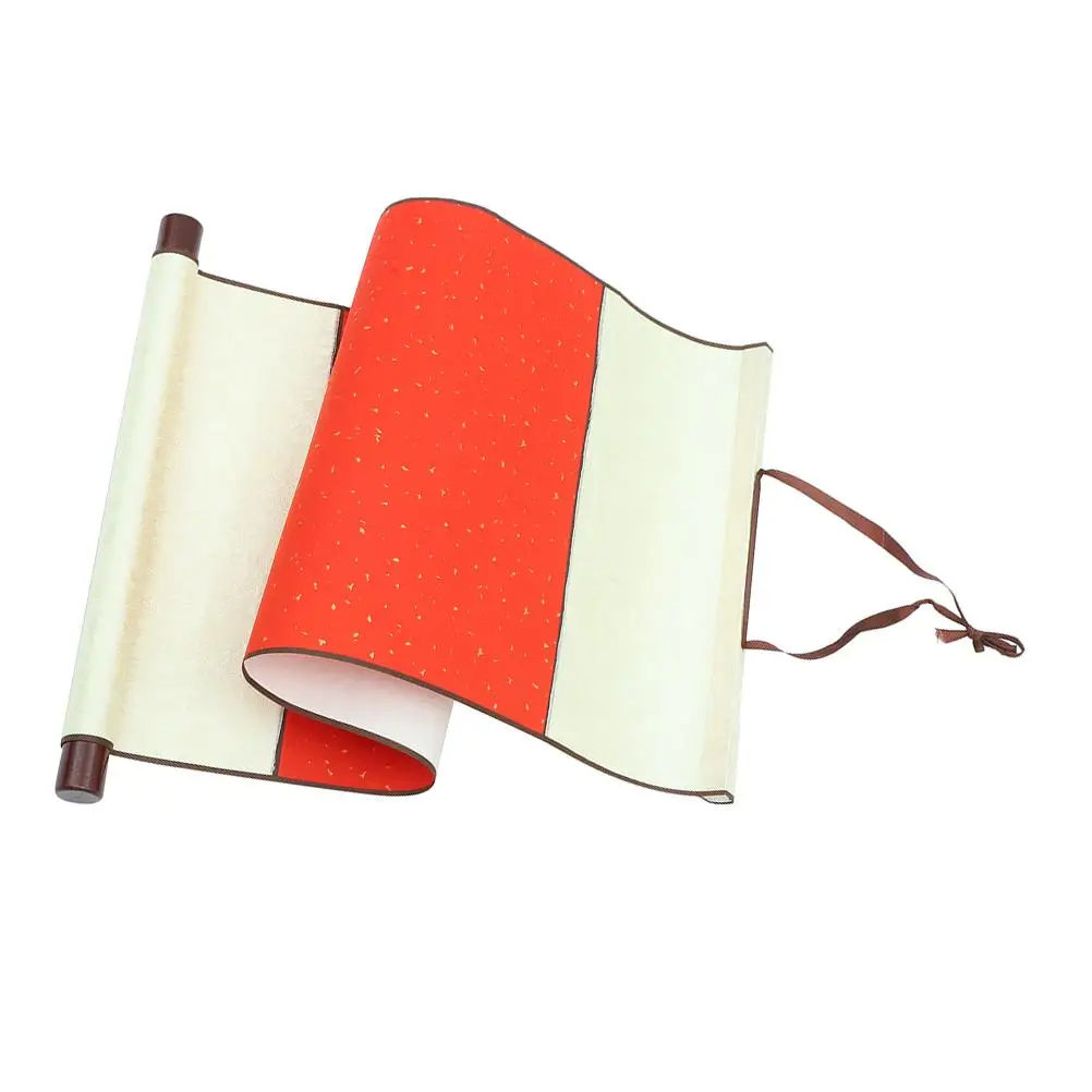 Red Gold Rice Paper Chinese Calligraphy Practicing Scrolls Painting Supply Blank Hanging