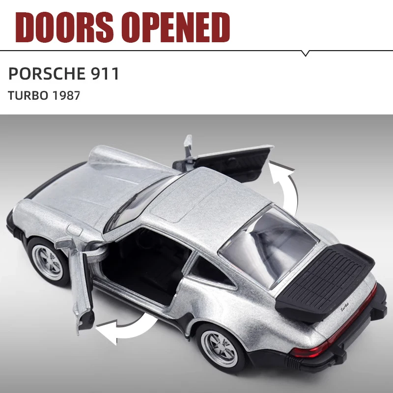 1:36 Porsche 911 Turbo Racing Sports Car In Lega Pressofuso Modello Retro Tirare Indietro Hot Wheels Giocattoli Premium Per I Bambini Regalo Raccogliere Decor