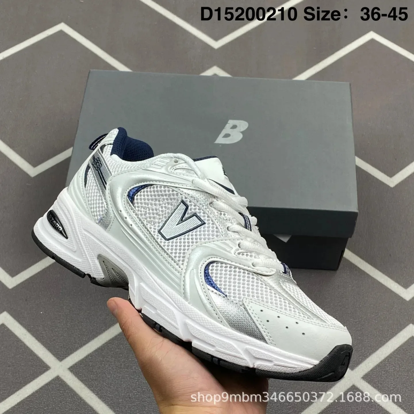 PuTian versión alta serie NB530 gris plata Unisex deporte Casual papá zapatos verano malla transpirable pareja zapatos suela de goma