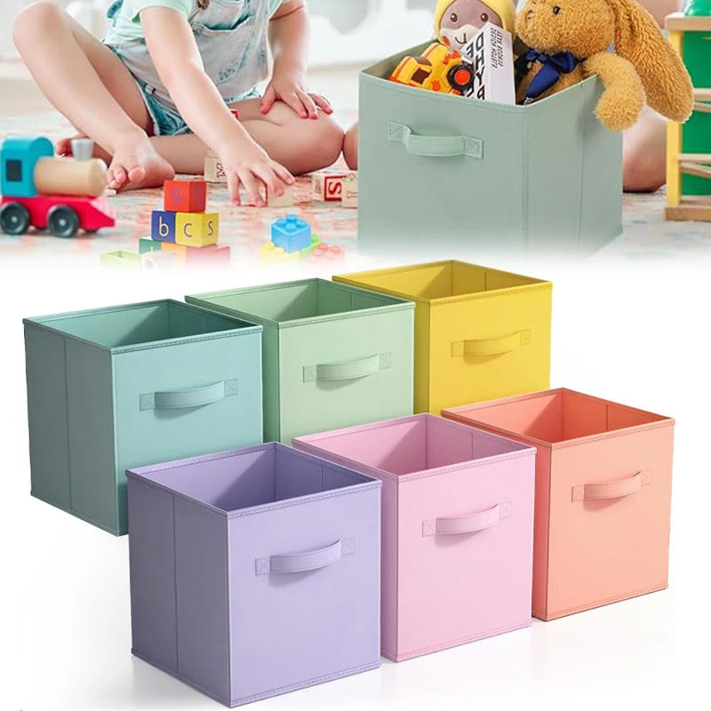 

Collapsible Non Woven Storage Bins Foldable Cube Organizer with Handle for Organizing Clothes Kids Room Nursery Closet Pantry
