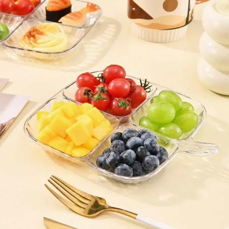 

Multifunctional 4 Grid Divided Serving Tray Picnic Set for Hot Pot Dishes Herb Garlic Ginger Organizer Outdoor Home Use