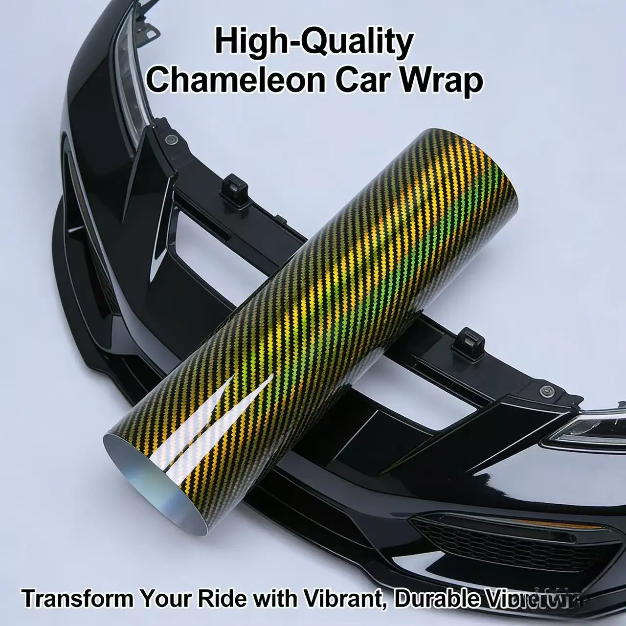 Hochglänzende Bunte Laser-Regenbogen-Gold Außen-Autoaufkleber für Fahrzeuge Carbon-Faser-Aufkleber Vinyl-Folierung Autokarosserie-Folien