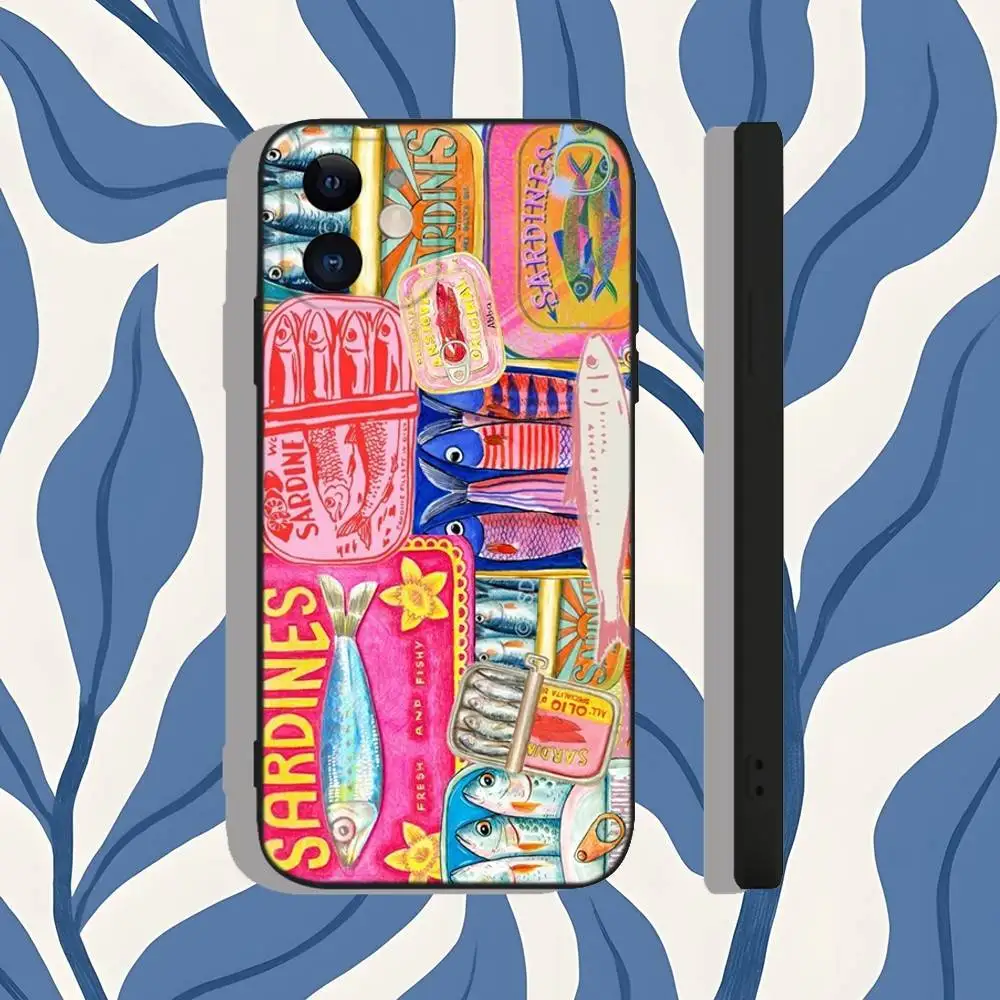 Sardines Canned FISH Shockproof Phone Case For iPhone 18,17,16,15,14 Pro,Pro Max,Plus 11,12,13 Mini  XR X Xs Silicone Cover