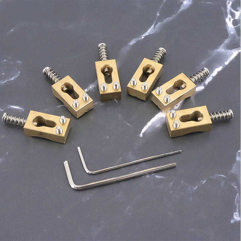 

Набор латунных седлов для электрогитары 10,5 мм из 6 седлов для моста тремоло для запасных частей для электрогитары Strat/Tele