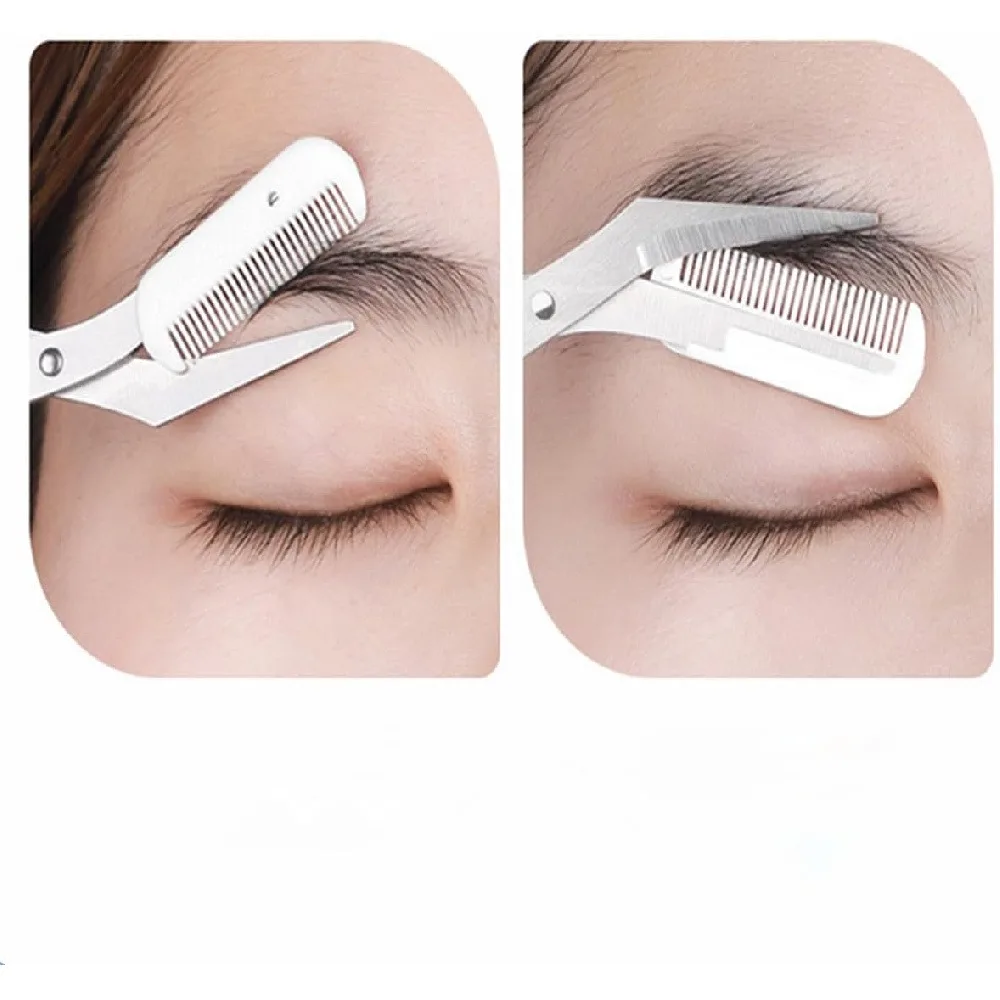 3 Pack Eyebrow Scissors, Stainless Steel Precision Trimming Tool for Facial Hair, Brows, Beard, and Mustache (Random Colors)