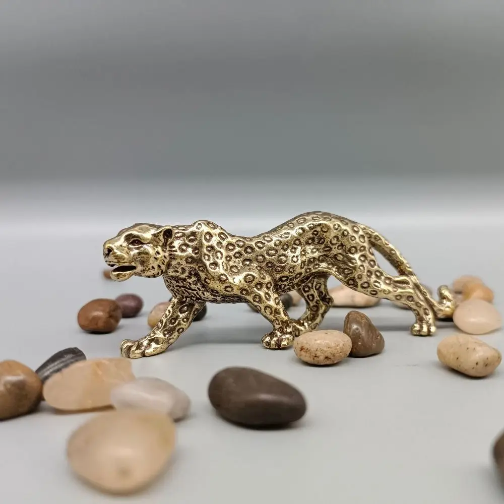 

Portable Solid Cheetah Small Statue Brass Funny Leopard Figurines Lucky Animal Brass Leopard Miniatures Office