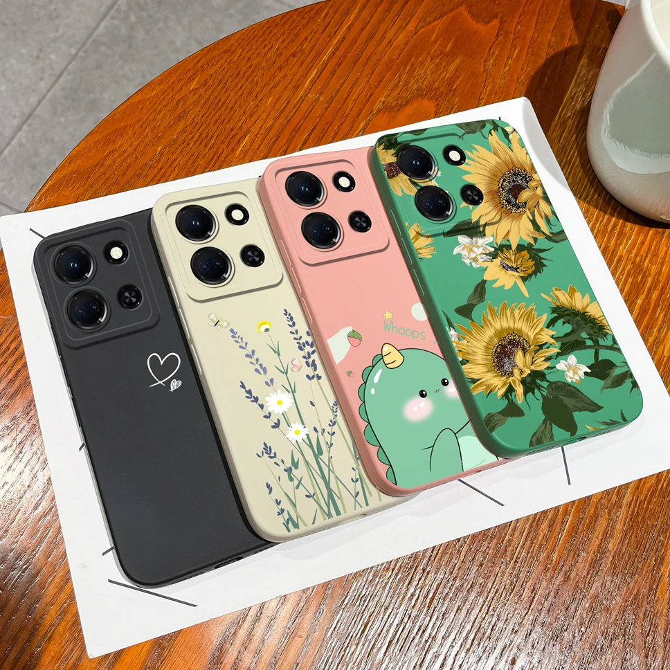 For Infinix Note 30 30i 30 Pro Vip 4G 5G Case Cute Dinosaur Smooth Liquid Back Cover For Infinix Note30i 30Pro 30Vip Funda Shell