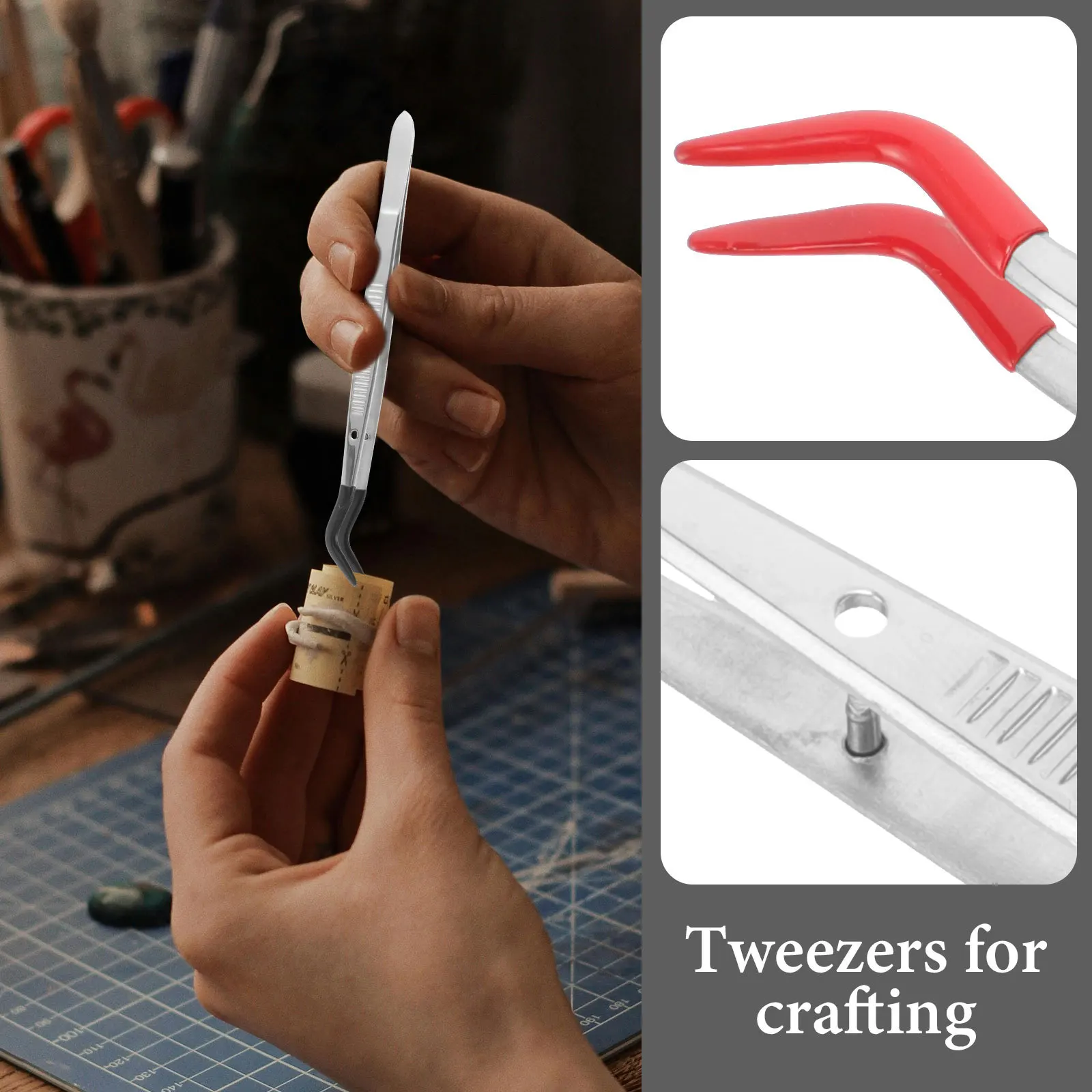 

2Pcs Philately Stamp Tweezers Lightweight Bend for Crafting Jewelry Making Lab Use False Lash Application Collector