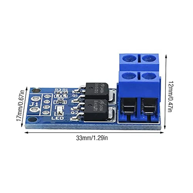 Módulo de movimentação do interruptor do MOSFET do controlador da velocidade do motor, poder superior duplo, 0-20KHz, PWM, C. C. 5V-36V, 15A, 30A máximo, 400W, 30 PCes