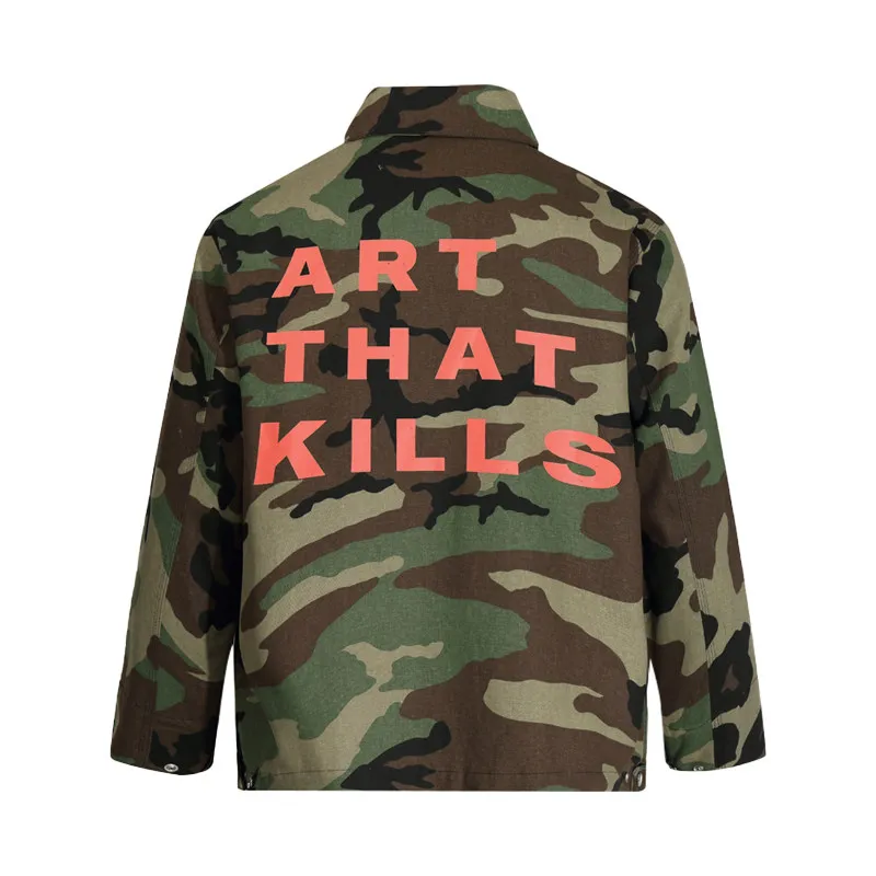 Gallery Dept Talk Autumn New Letter Print Coach Jacket Tooling Camouflage Men's Zip Jacket