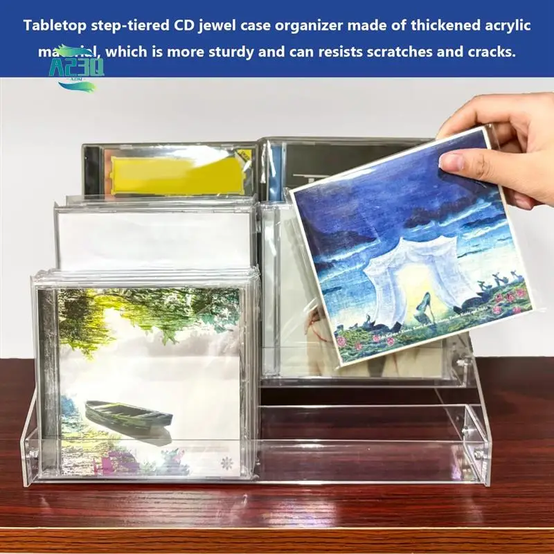 

A23Q-3 Tier Clear Acrylic CD Holder Cascading CD Storage Rack