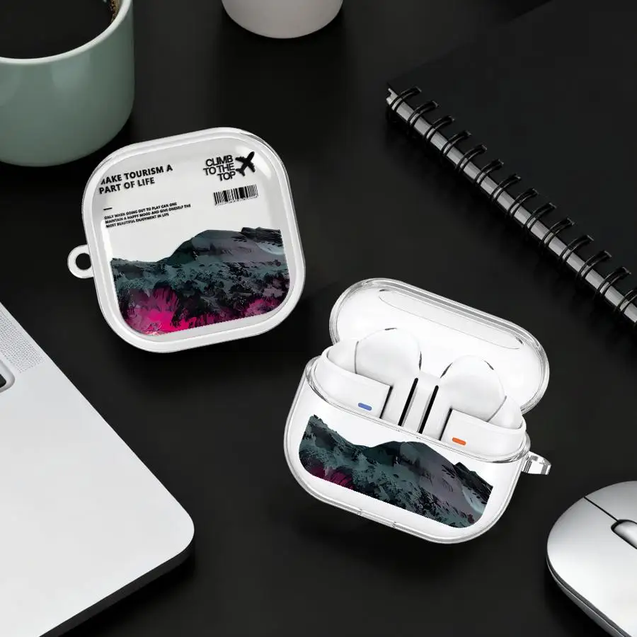 Case For Samsung Galaxy Buds 2Pro 3Pro Live 3 FE 2 4Pro 4 Pro Clear Earphone Cases Cover With Hook Creative Art Peak