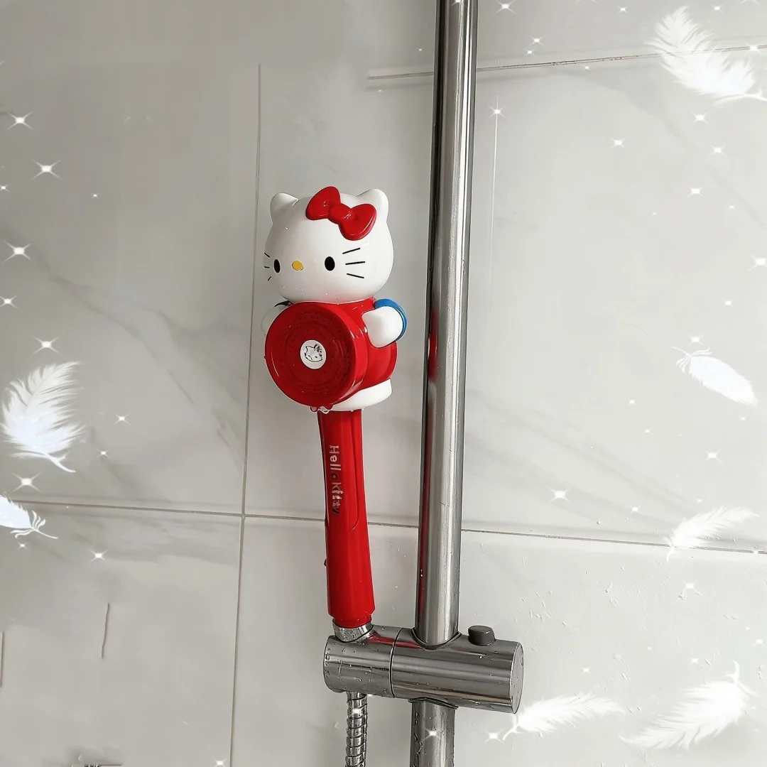 Set de Accesorios de Ducha Ajustables con Diseño de Anime Sanrio HelloKitty para Mujeres, para Uso Diario en el Baño, Lindos y Kawaii, Juguetes de Dibujos Animados para Fiestas