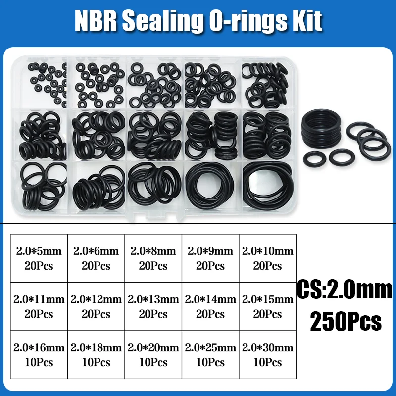 O-Ring NBR Dichtungsscheibe Sanitär Dichtung Dicke 1/1,5/2,0/2,4/3,1/4,0 Nitril-Butadien-Gummi Abstandshalter Ölbeständigkeit Oring Kit – Detail 19