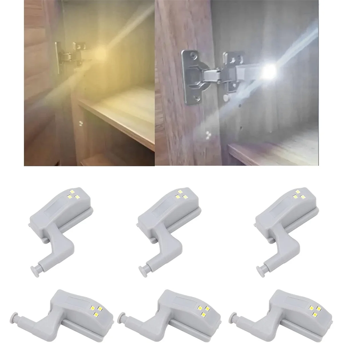 A72P LED Hinge Light Universal Cabinet Cupboard Hinge LED Night Light for Kitchen Home Bedroom Lamp-Cool White