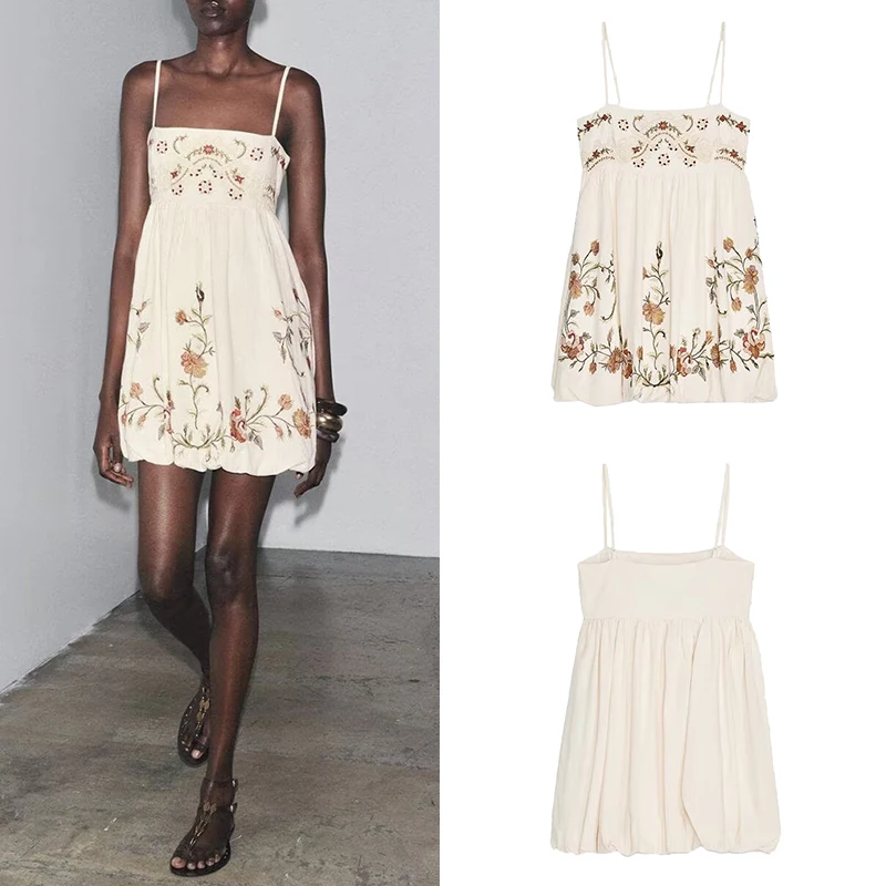 Z 2025 nouveau Faion ort brodé décontracté Dr Ele Aosphere vêtements pour femmes fibre de Polyester 00% été Dr