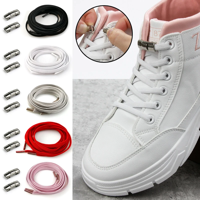 110cm No Tie Shoe Laces Elastic Laces Sneakers Press Lock Shoelaces Without Ties Flat Shoelaces For Shoes Laces Without Tying