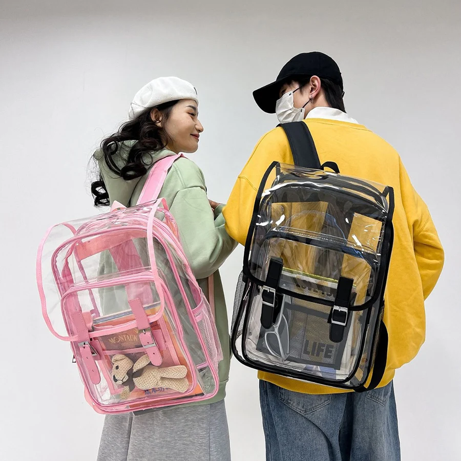 

Backpack Pvc Waterproof Transparent School Bag Girl Large Capacity Bagpack Solid Clear Clear Men Transparent Plastic Knapsack