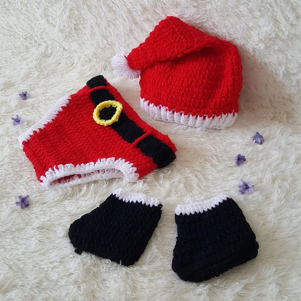 3 قطع عيد الميلاد الاطفال أداء زي مجموعة رائعتين الوليد التصوير الدعائم قبعة Underpant أحذية احتفالية ملابس الحفلات