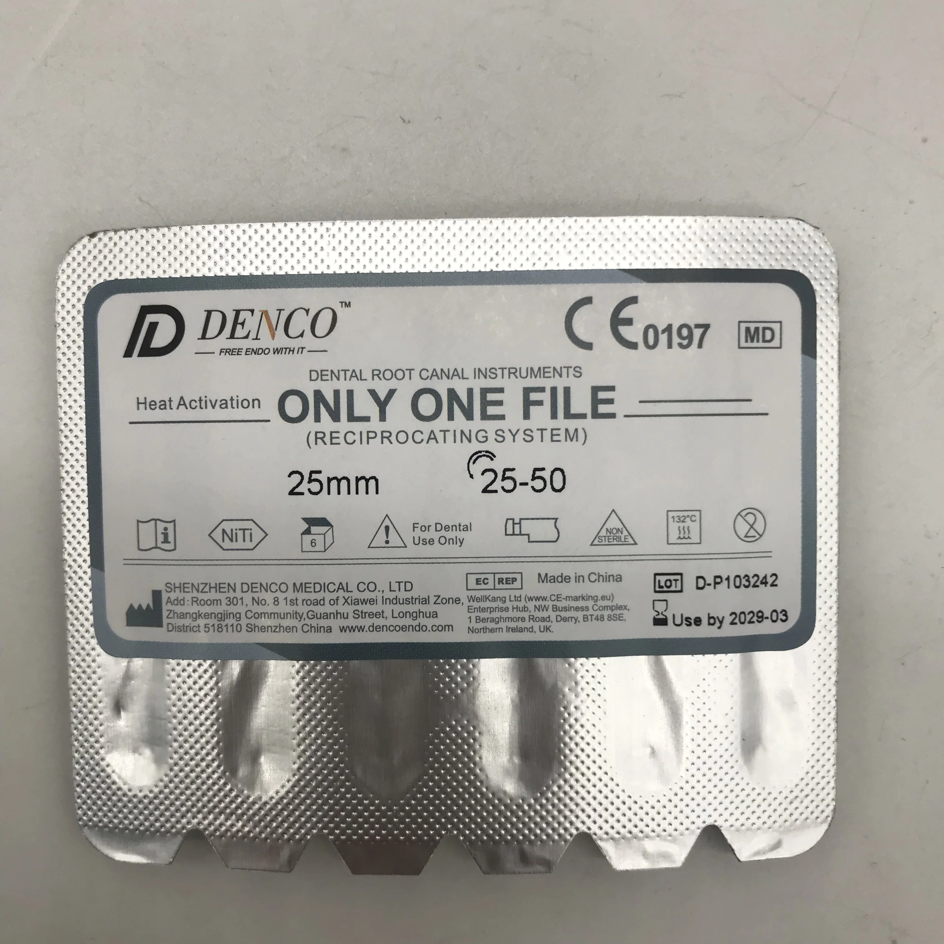 Denco ONLY ONE File Niti Heat Activation 25mm Assorted 25-50# with 5 Blisters